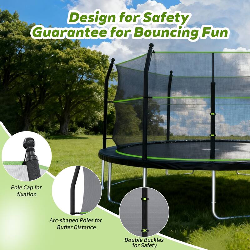 14ft Trampoline with Ladder and Enclosure Net for Kids and Adults, Heavy-duty 14' Outdoor Trampoline for Backyard