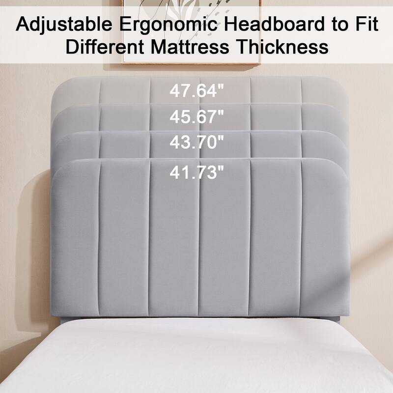 Javlergo Upholstered Bed Frames with Height-adjustable Headboard