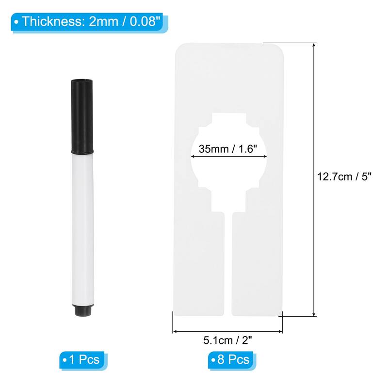 8pcs Clothes Dividers, Clothing Rack Rectangle Divider with Marker Pen - White - White