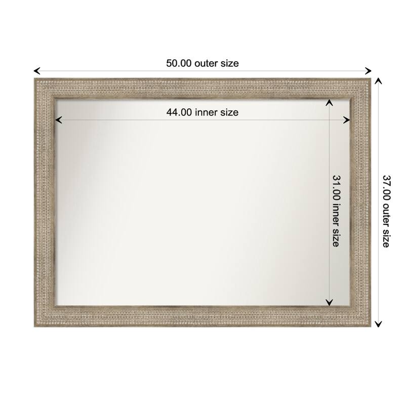 Trellis Silver Framed Non-Beveled Custom Wall Mirror, Bathroom Vanity Mirror - Outer Size: 50 x 37