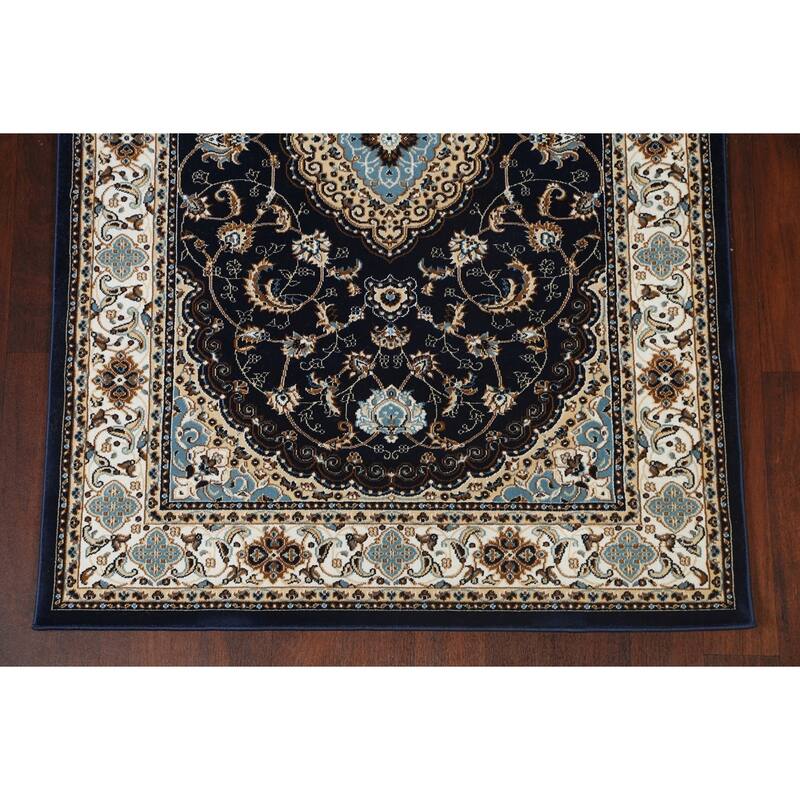 Navy Blue Floral Oriental Traditional Tabriz Area Rug Turkish Carpet