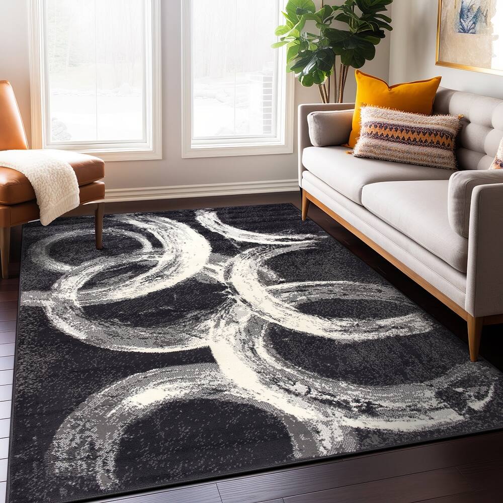 World Rug Gallery Contemporary Abstract Circles Area Rug