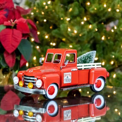 Red Metal Truck Decoration 12" - 12"x5.75"x6"
