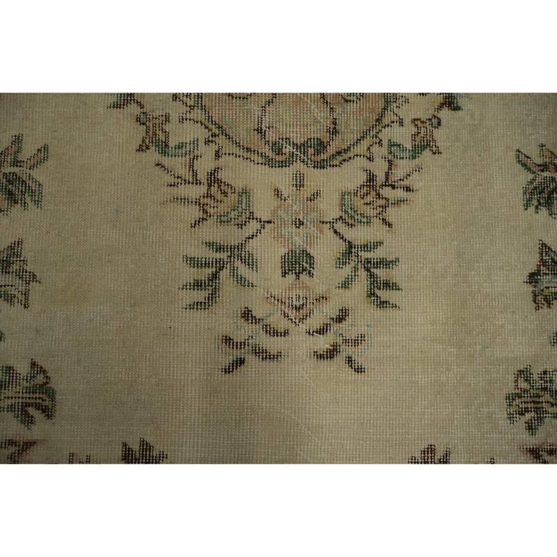 Hand Knotted Oriental 100% Wool Carpet Transitional Floral Beige & Ivories Anatolian Area Rug - 8' 11'' X 5' 3''
