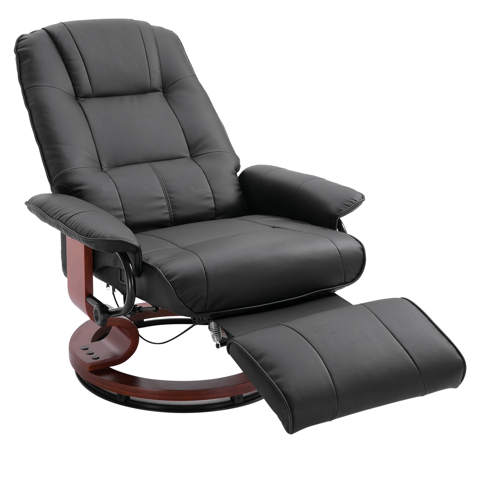 HomCom Faux Leather Adjustable Manual Swivel Base Recliner Chair