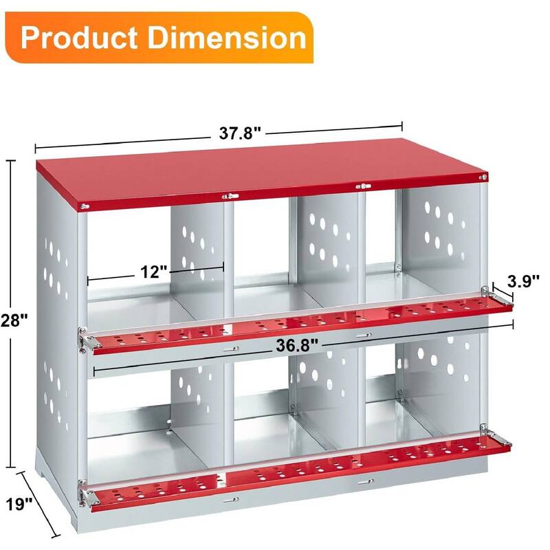 Chicken Nesting Box for Hens, Rabbits, Ducks - Red