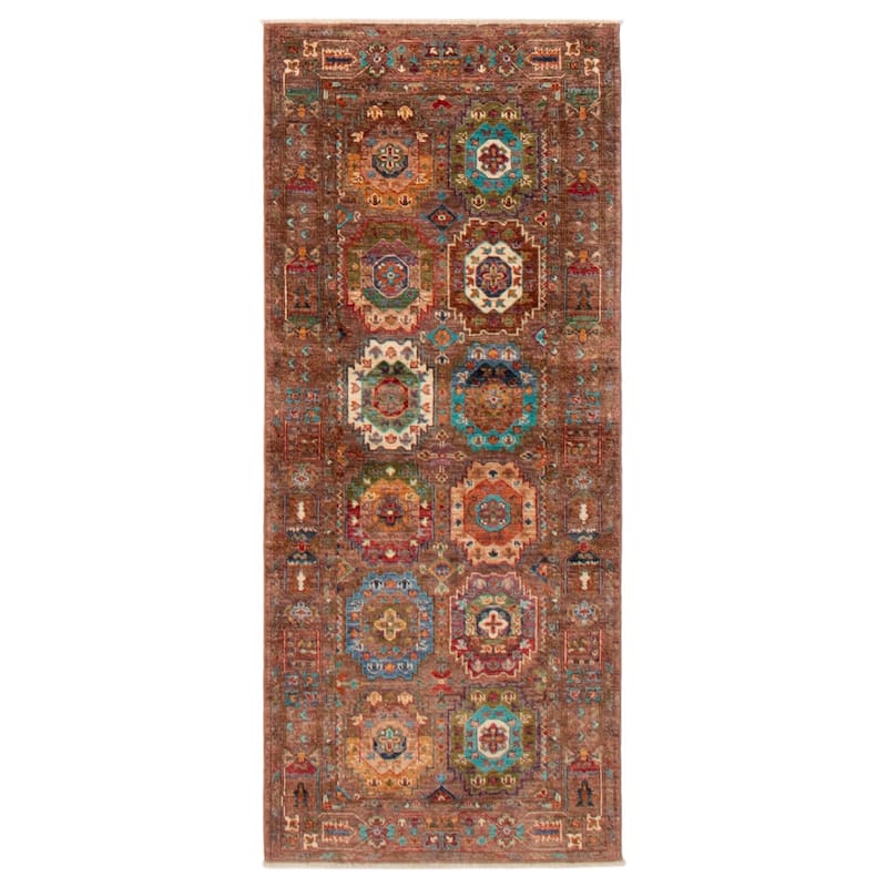 ECARPETGALLERY Hand-knotted Modern Ersari Brown Wool Rug - 2'8 x 6'5 - Brown - 2'8 x 6'5