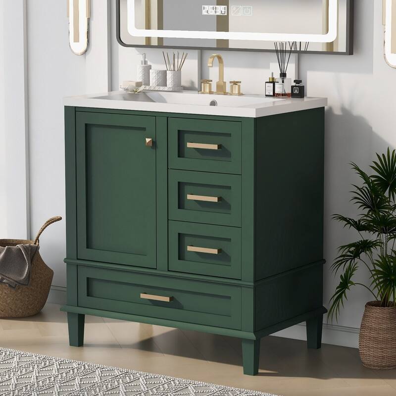 Solid Wood Frame 30" Bathroom Vanity with Sink , 3 Drawers