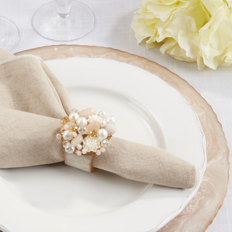 Beaded Radiance Resin Napkin Ring (Set of 4) - Ivory