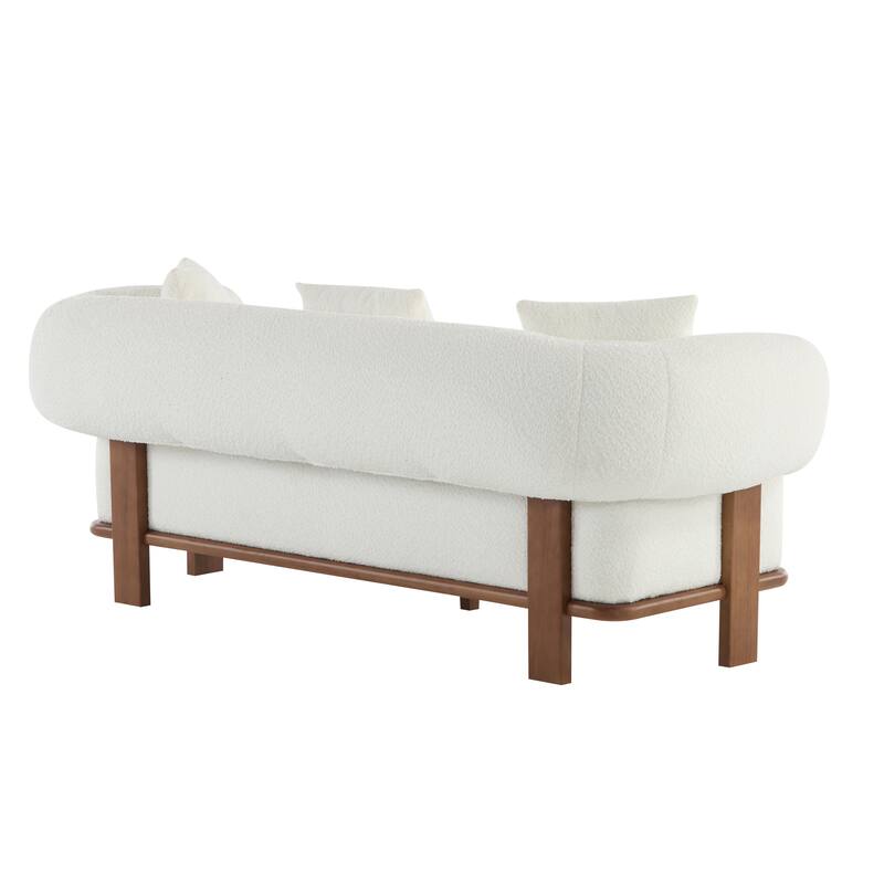 Mid-Century Modern Round Arm Curved Deep Seat Sofa