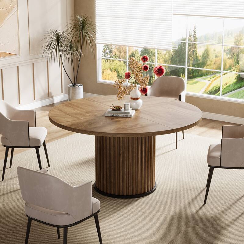 47 Inch Round Dining Table for 4-6 People - 47.24" W x 47.24" D x 29.92" H