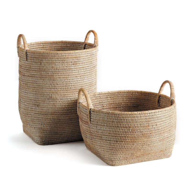 Burma Rattan Orchard Baskets, Set Of 2