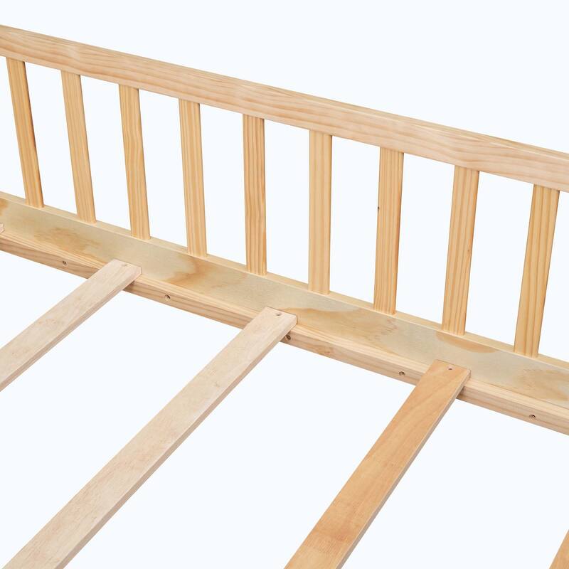 Durable Floor Platform Bed with Fence