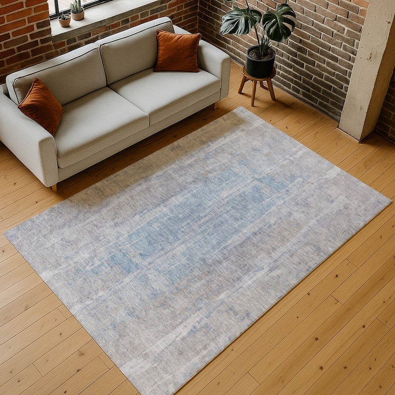 Machine Washable Indoor/ Outdoor Vintage Ombre Chantille Rug