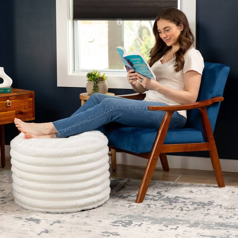 Jaxx Paran Pouf - Fluffy Faux Fur Ottoman for Modern Interior Design