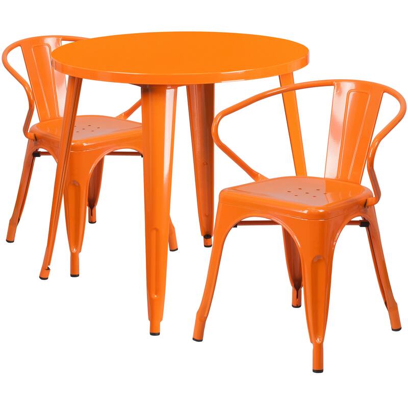 30'-inch Round Metal Indoor-Outdoor Table Set