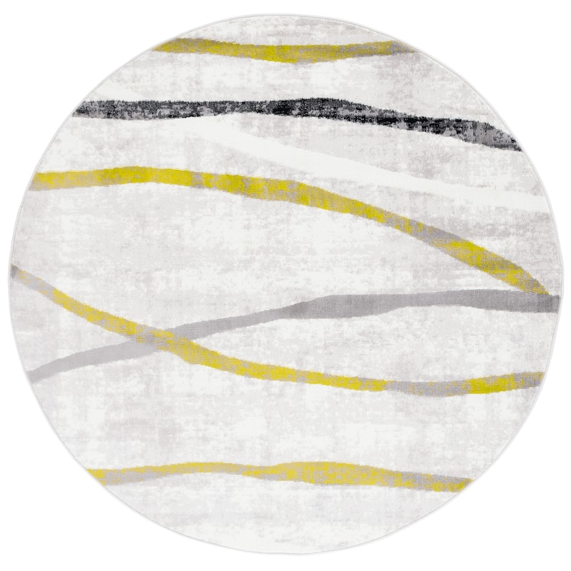 SAFAVIEH Skyler Patience Modern Abstract Rug - 6'7" Round - Ivory Grey/Green