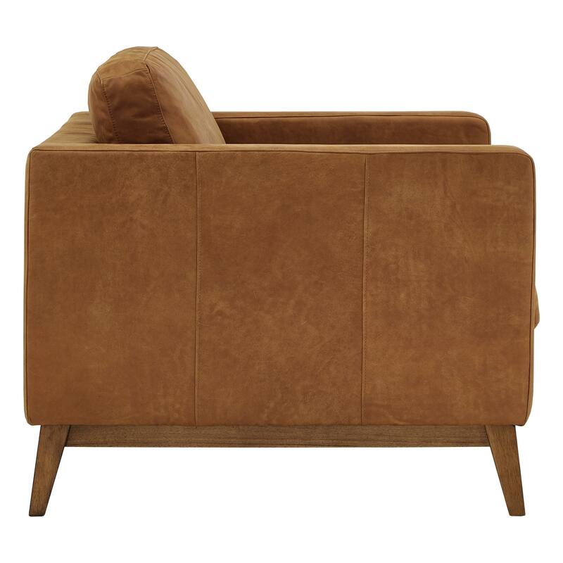 Landon Dark Oak and Tan All Leather Accent Chair by iNSPIRE Q Modern