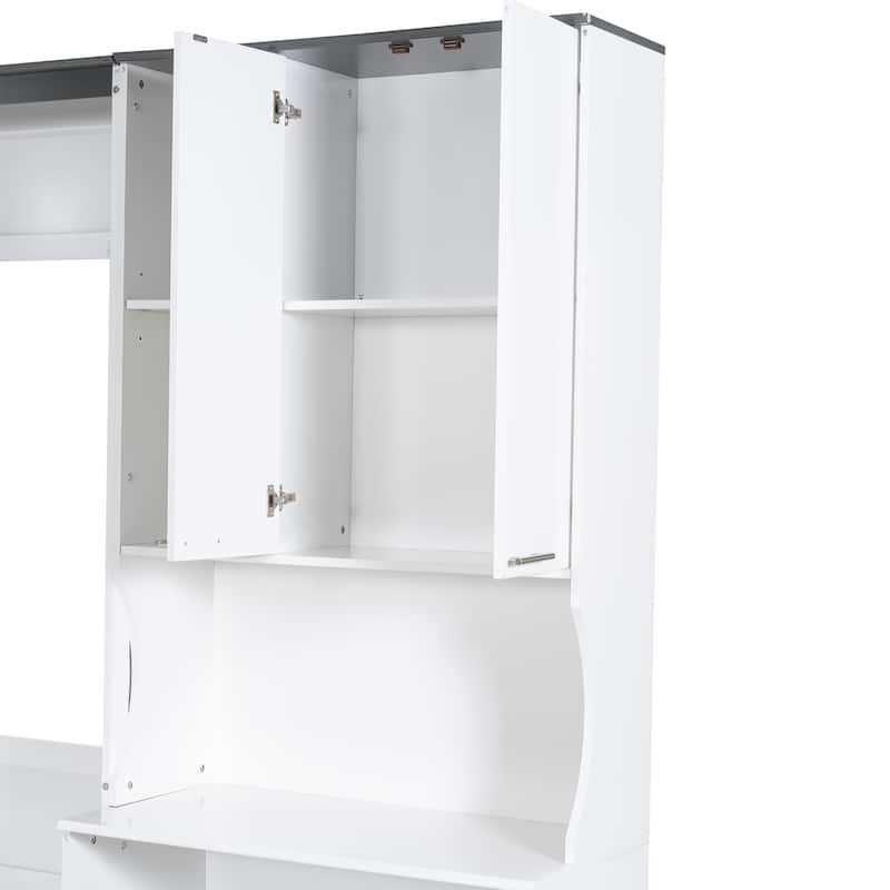Space-saving Foldable Bed Design Murphy Bed Foldable Platform Bed with Sofa, All-in-one Storage Bookcase Cabinet and Desk
