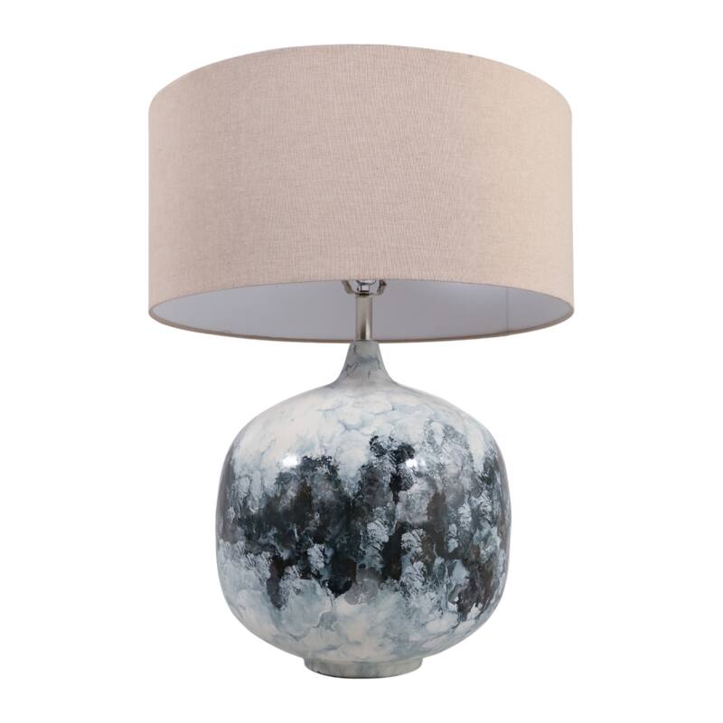 Metal Table Lamp Rounded Base Drum Shade Glam Modern Accent Lighting