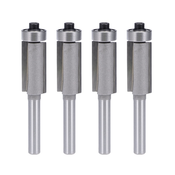 Router Bit 1/4" Shank 1/2" Dia Flush Trim Bit with Bearing 2 Flutes Carbide 4pcs - 1/4x1/2" 4pcs