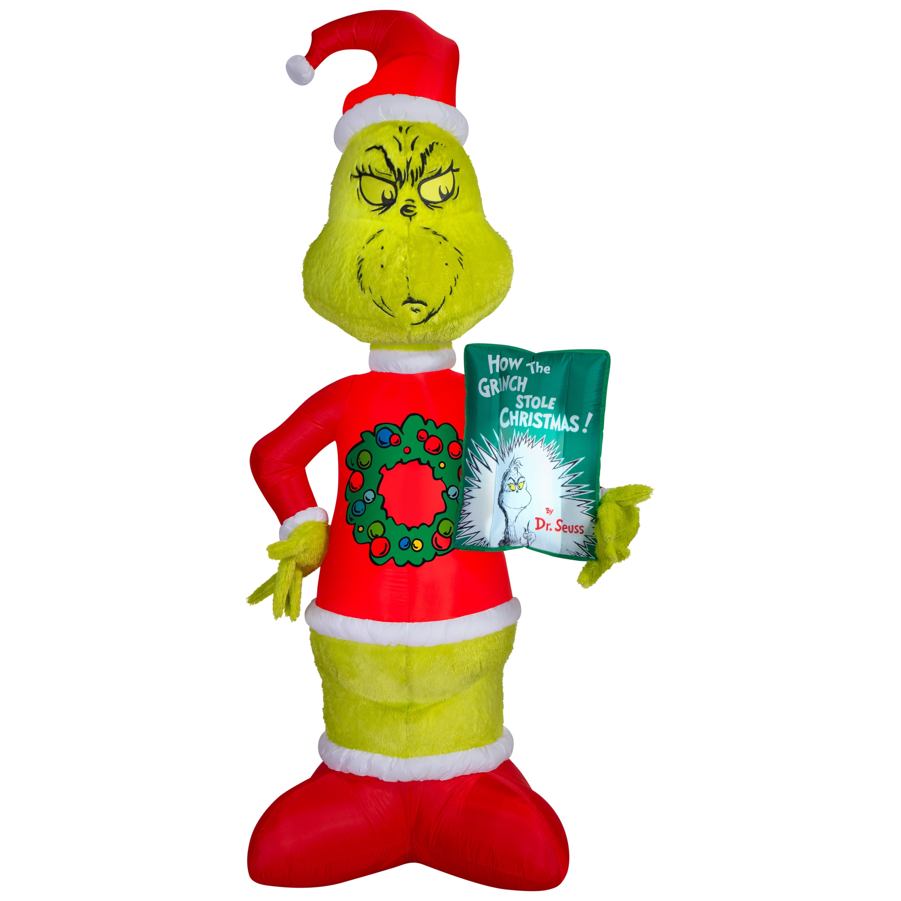 Gemmy Airblown Grinch Fuzzy Plush Grinch Christmas Inflatable, 10-Ft, LED Yard Decor
