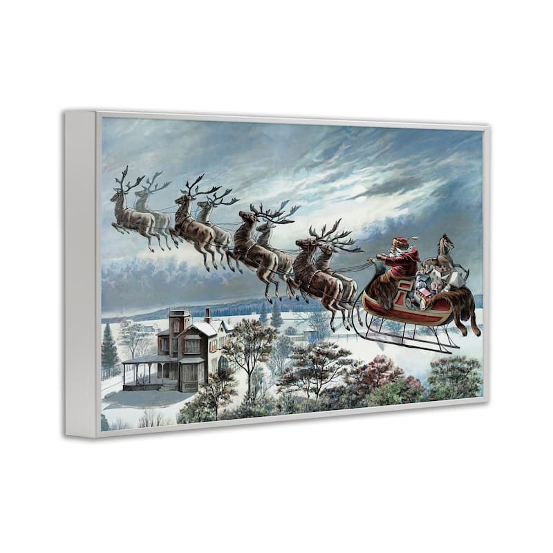 Stupell Santa's Sleigh over Town Framed Giclee Art Design By Arlington Prints