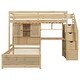 preview thumbnail 10 of 9, Twin Loft Kids Bed with Desk, Staircase, Storage & Shelves, No Box Spring Needed, Natural