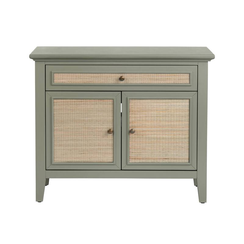 35.75 in. Gray Solid Wood 1 Drawer 2 Door Media Credenza_Accent Cabinet