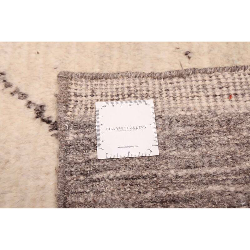 ECARPETGALLERY Hand-knotted Looma Cream, Grey Wool Rug - 8'0 x 10'0