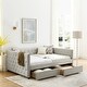 preview thumbnail 2 of 13, Beige Versatile Full Size Daybed with Storage Drawers and Button Armrest, Upholstered Daybed for Living Room Office