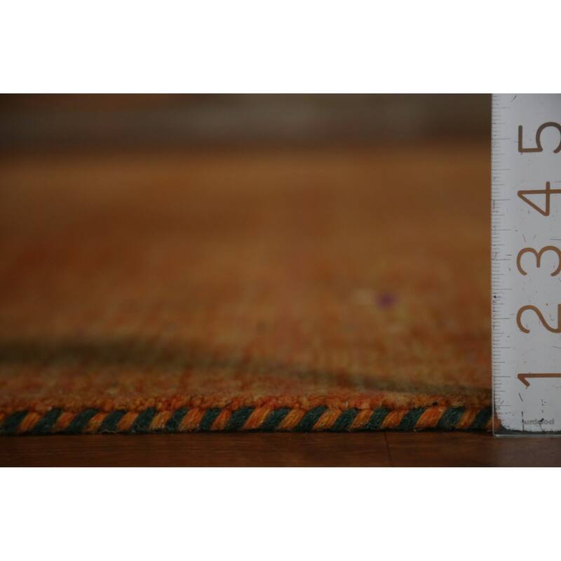 Hand Knotted Oriental 100% Wool Carpet Tribal Tribal Oranges & Rust Gabbeh Area Rug - 9' 9'' X 8' 1''