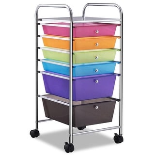 6 Drawers Rolling Storage Cart Organizer - Transparent Multicolor - 14. ...