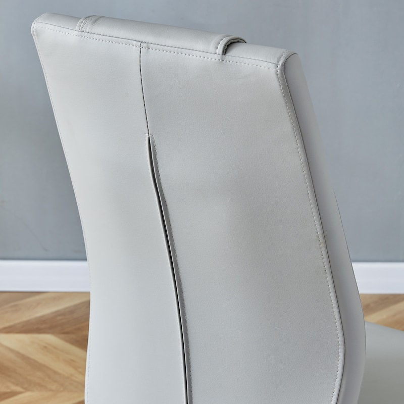 Modern 7-Piece Dining Table and Chair Set, 63" Faux Marble Glass Table with Stainless Steel Legs and PU Dining Chair