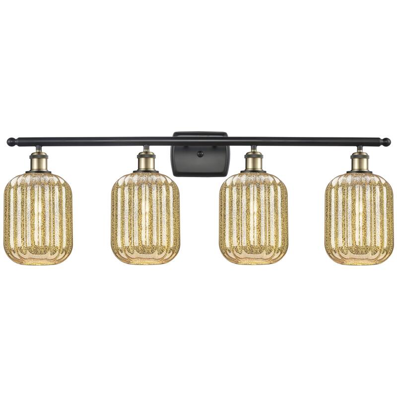 Innovations Lighting Endless Possibilities Ballston - Preston - 4 Light 37" Jar Shade Bath Vanity Light - Mercury/Black Antique Brass