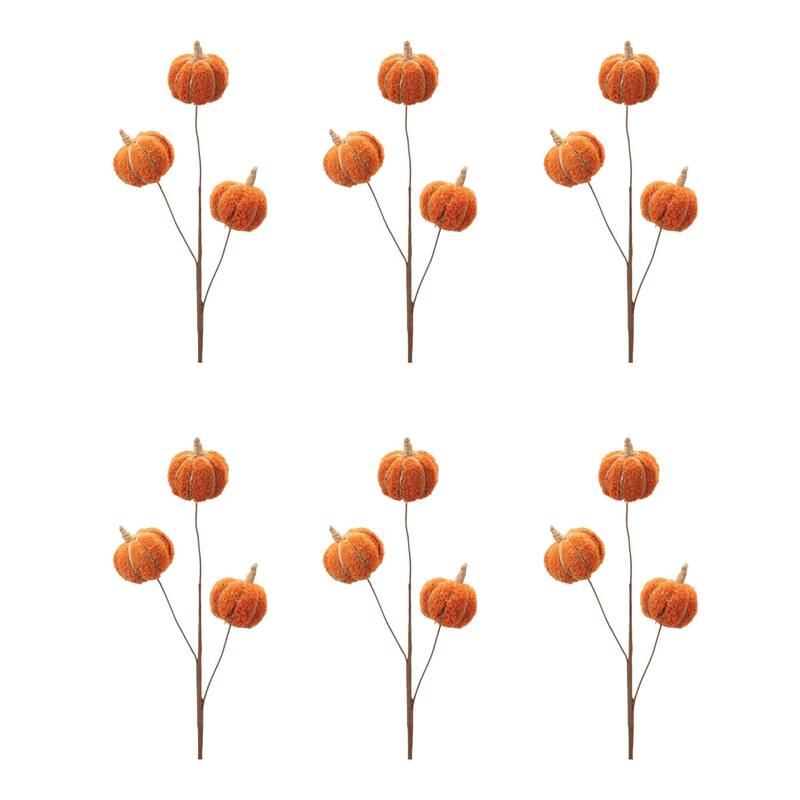 HomeRoots Set of Six Orange and Green Fall Mini Pumpkins Wreath Sprays