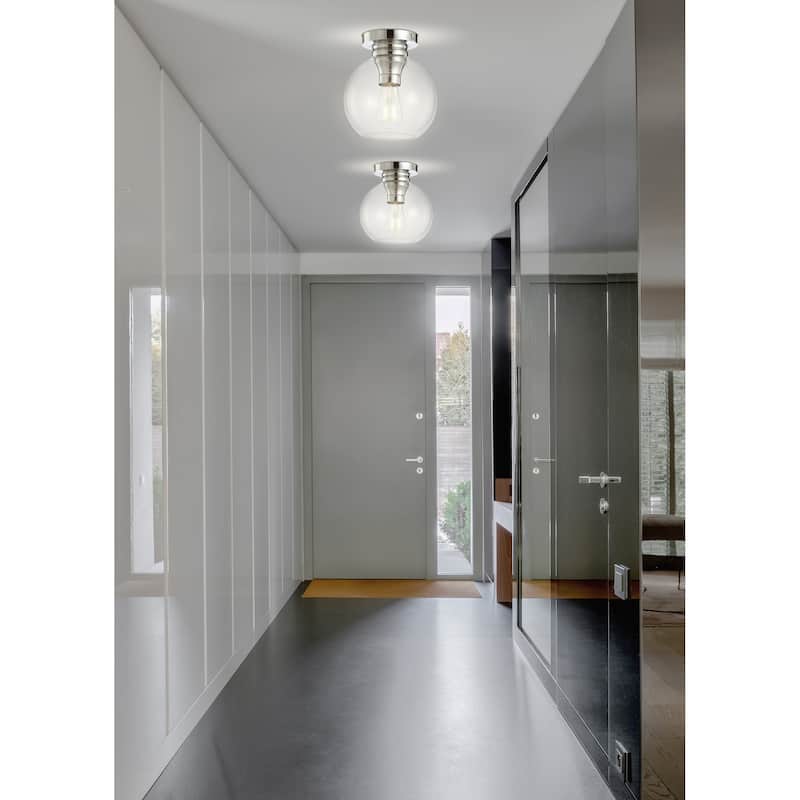 Duo 7.75" Metal/Glass LED Flush Mount, by JONATHAN Y