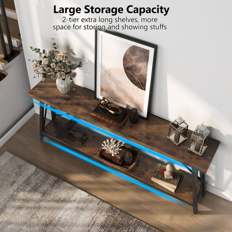70.9 Inch Extra Long Sofa Table, Industrial Entry Console Table