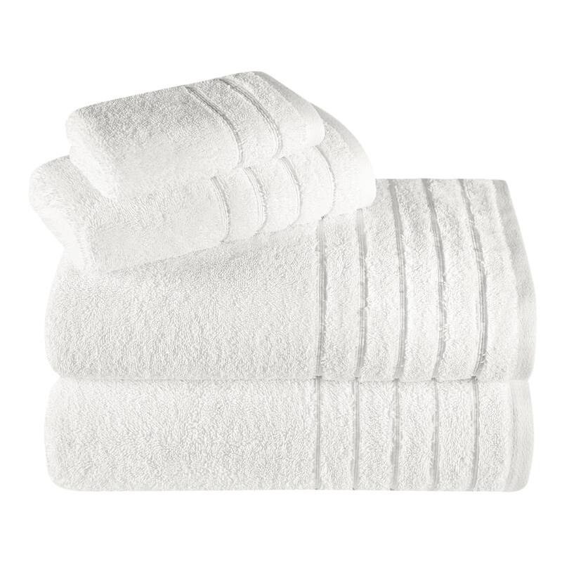 Classic Turkish Towels 4 Piece Cotton Towel Set, Absorbent Hotel & Spa - White