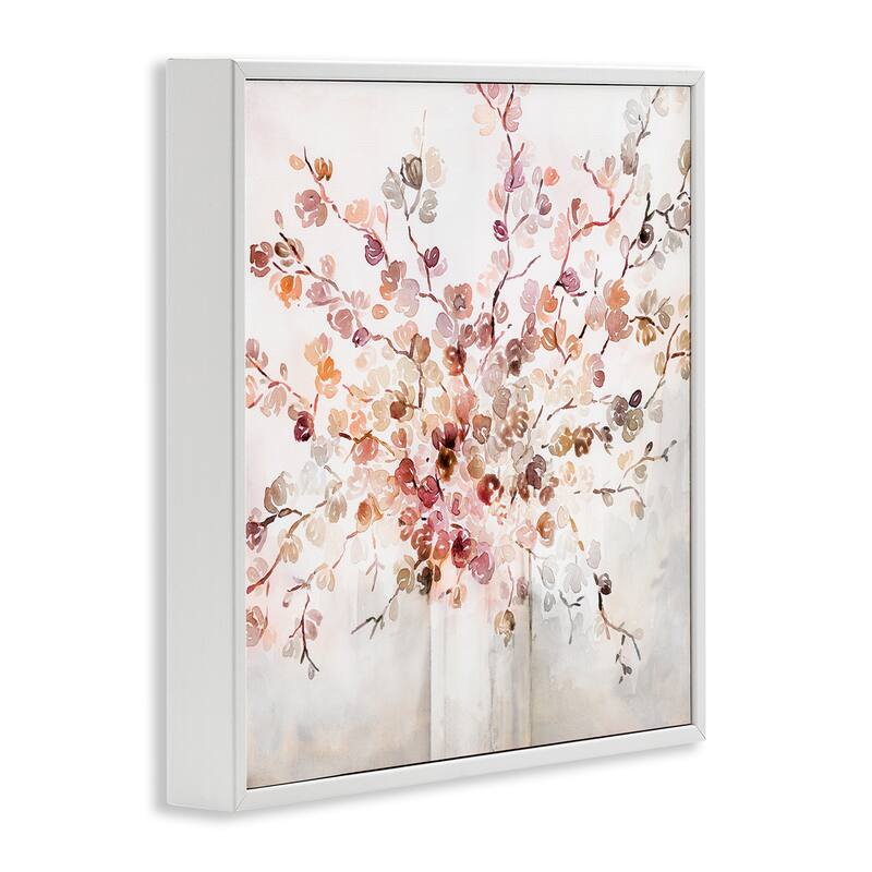 Stupell Abstract Warm Floral Vine Bouquet Expressive Red Flowers Framed Wall Art