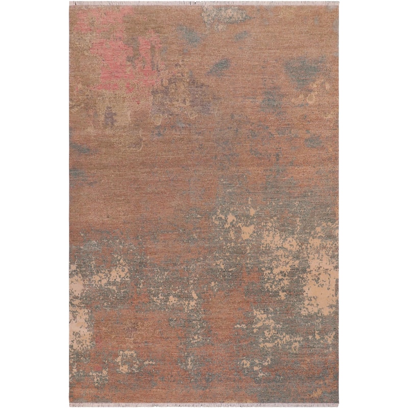 Contemporary Ziegler Emerson Brown Green Wool&Silk Rug - 8'0'' x 10'3''