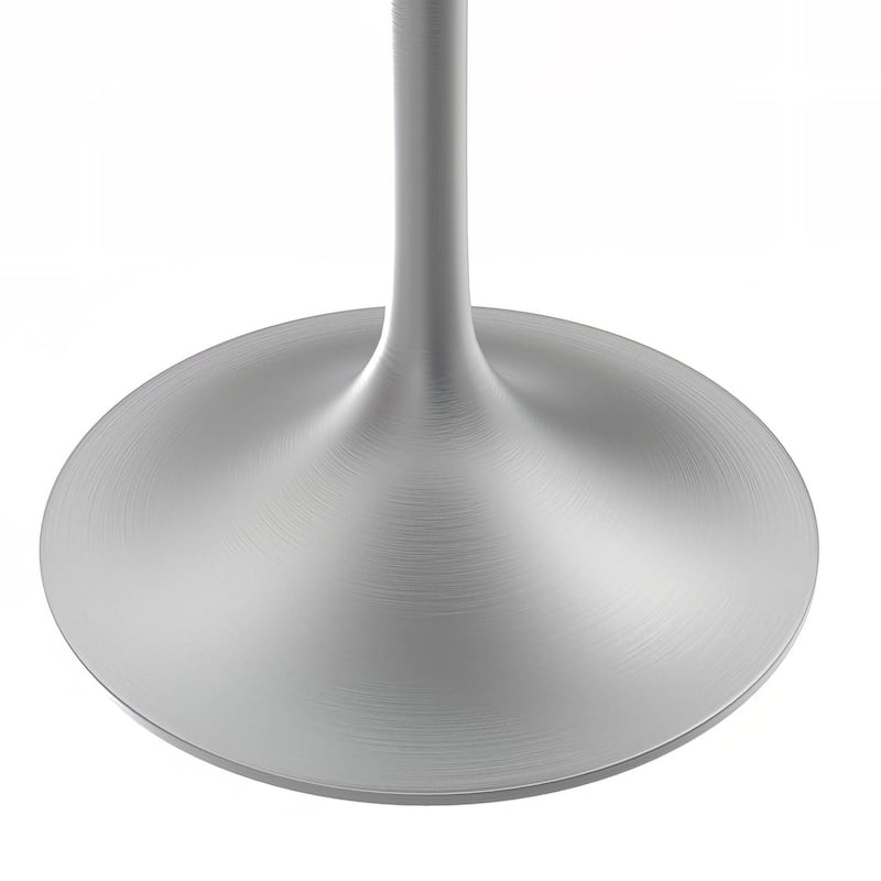 LeisureMod Verve Round Dining Table with Resin TableTop and Brushed Chrome Base for Kitchen & Dining Room