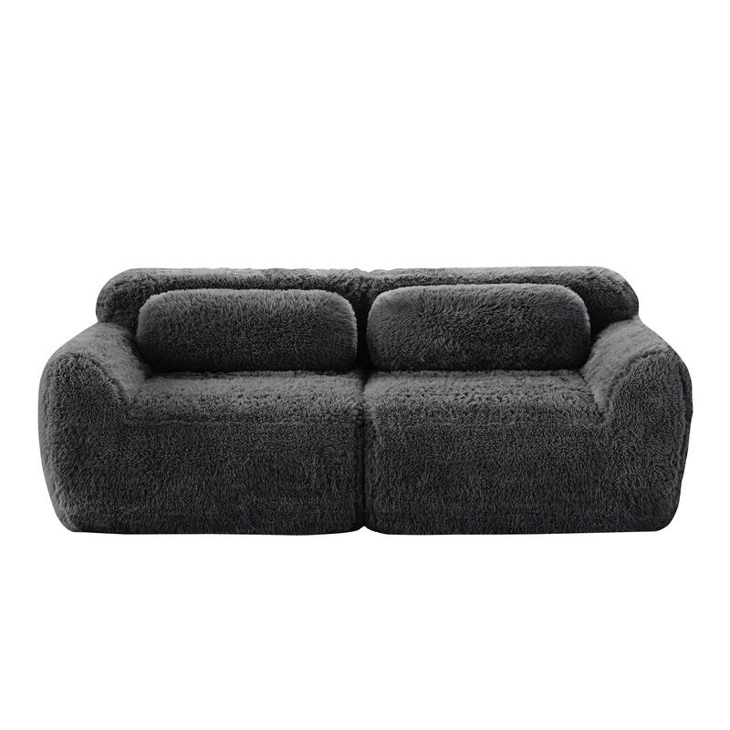 Modular Sectional Sofa, Plush Fabric Boneless Couch with Throw Pillows, 2/3/4-Seater Options, No Assembly