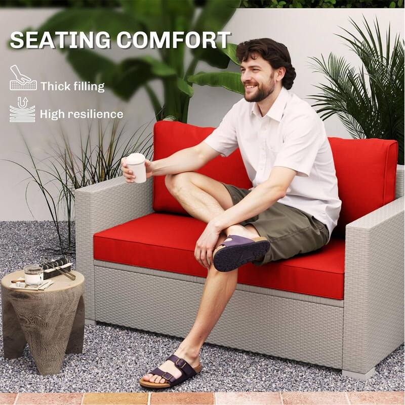 Outdoor Loveseat Cushion Set (Set of 1 Seats,48x24in, 2 Backs,24x18in )