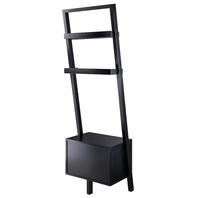 Bellamy 2-Drawer Leaning Shelf, Black - 22.99 x 15.98 x 69.36 inches