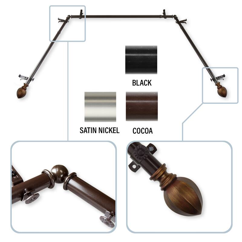 InStyleDesign Sienna 13/16" Bay curtain rod 20"-36", 38"-72"