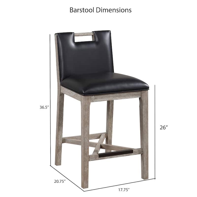 Jordan Solid Wood and Black Faux Leather Counter Stool