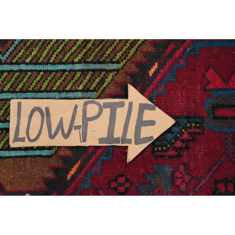 Hand Knotted Oriental 100% Wool Carpet Traditional Tribal Navy Blue & Blues Ardebil Runner Rug - 7' 1'' X 3' 0''