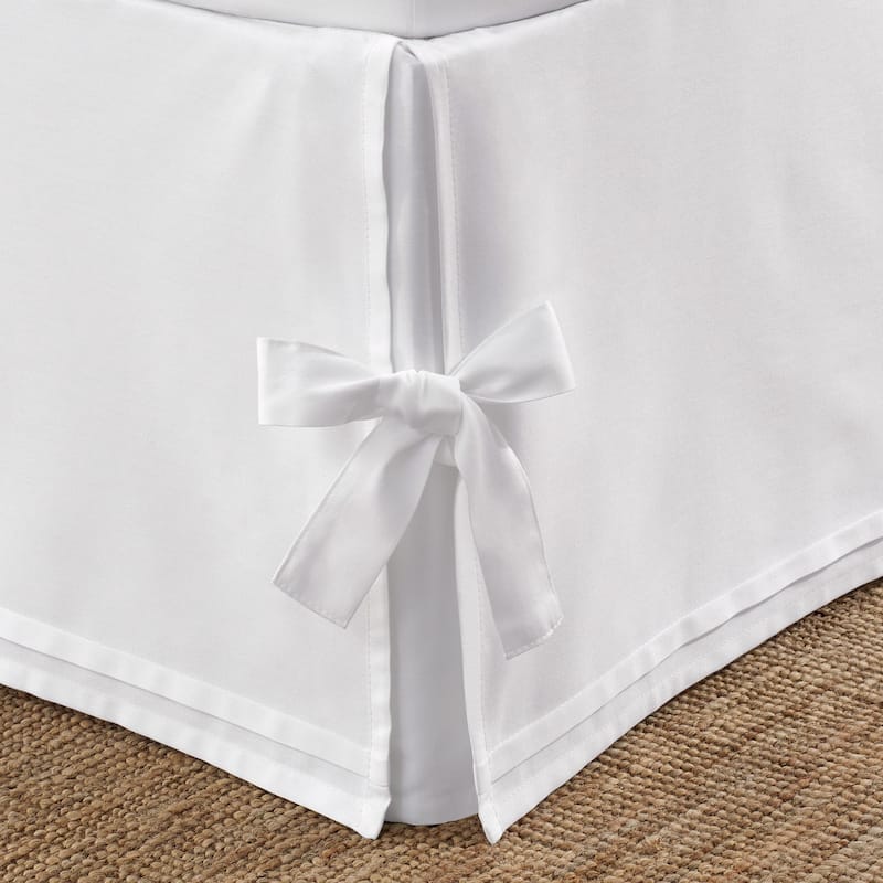 Laura Ashley Tailored White Cotton Bedskirt with Corner Ties