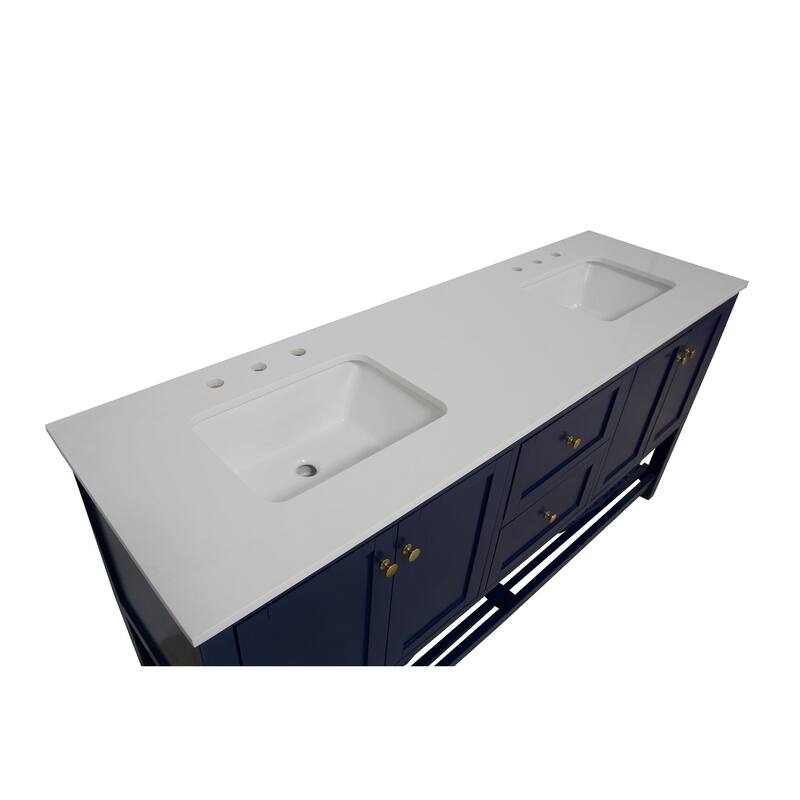 KitchenBathCollection Lakeshore 72" Double Bathroom Vanity with Engineered White Top